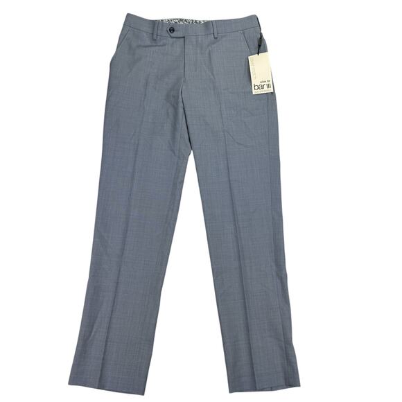 Bar III Mens Slim Fit Wool Blend Sharkskin Power Stretch Suit Pants Blue 30x30 - Picture 1 of 4